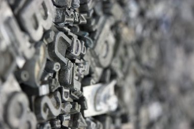 Yazı kümesi harflerin yakın çekim