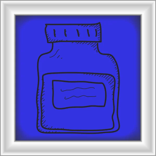 Garabato simple de un frasco de medicamento — Vector de stock