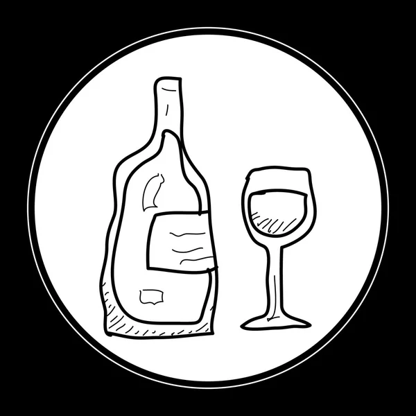 Simple doodle of a bottle of wine — Stock Vector