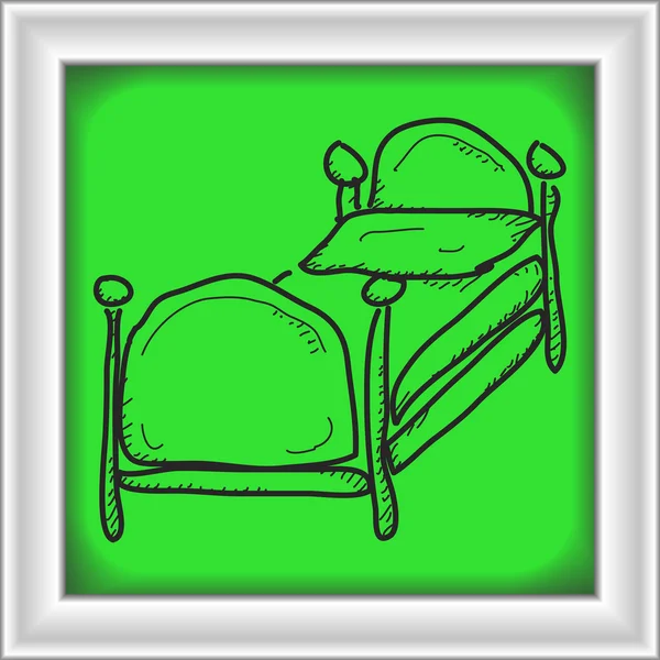 Eenvoudige doodle van een bed — Stockvector