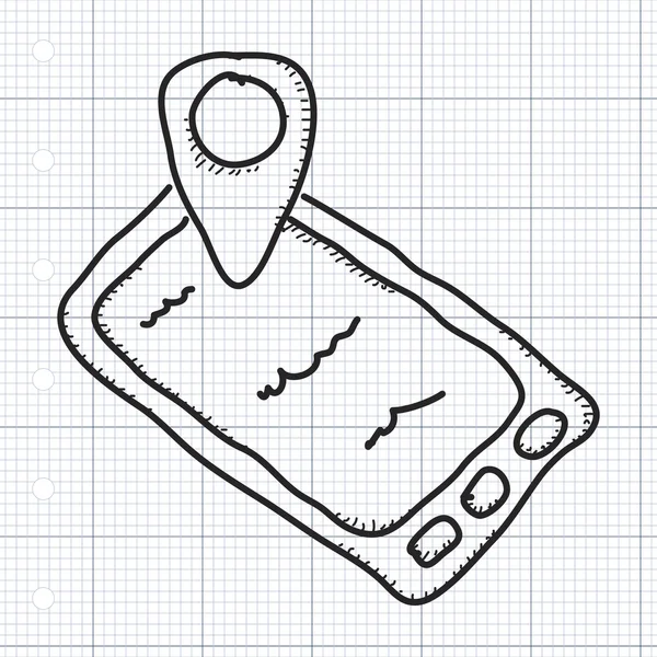 Doodle simples de um gps de telefone celular — Vetor de Stock
