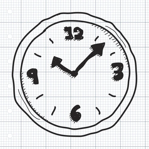 Garabato simple de un reloj — Vector de stock