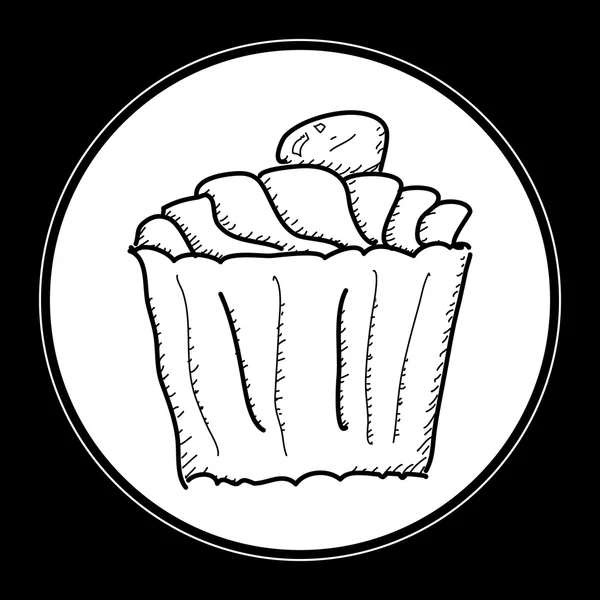 Simple gribouillage d'un gâteau de tasse — Image vectorielle