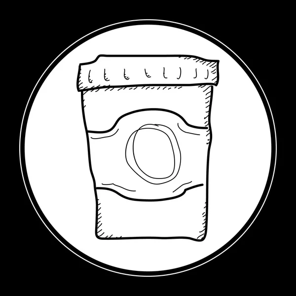 Bir paket servisi olan restoran kahve basit doodle — Stok Vektör