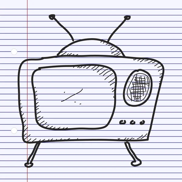 Απλή doodle του ένα τηλεοπτικό — Διανυσματικό Αρχείο