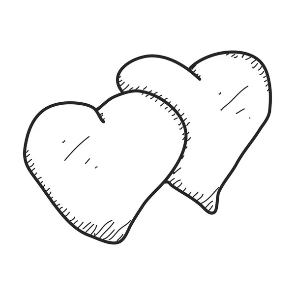 Simple gribouillage d'une paire de cœurs — Image vectorielle