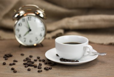 Rustik çerçevede bir kahve fincanı