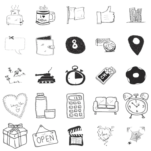 Set mit 25 Doodle-Illustrationen — Stockvektor