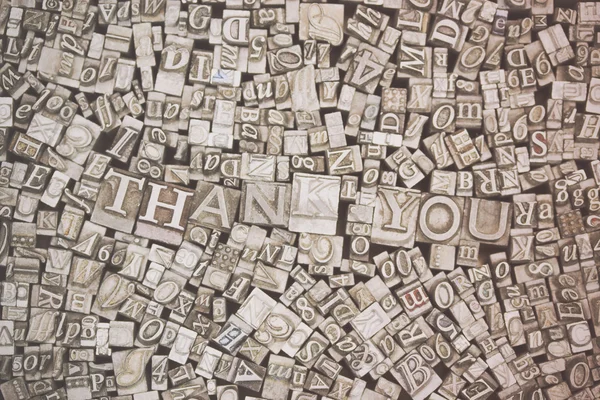 Close up of typeset letters with the words Thank You — Stock Photo, Image