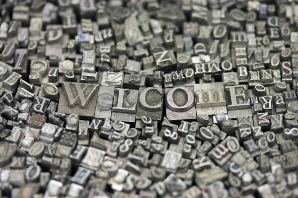 Primer plano de letras tipográficas con la palabra Welcome —  Fotos de Stock