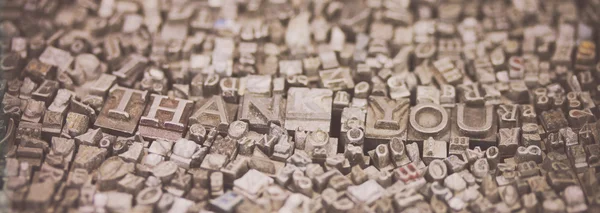 Close up of typeset letters with the words Thank You — Stock Photo, Image