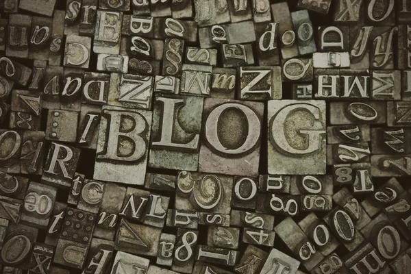 Close up de letras datilografadas com a palavra Blog — Fotografia de Stock