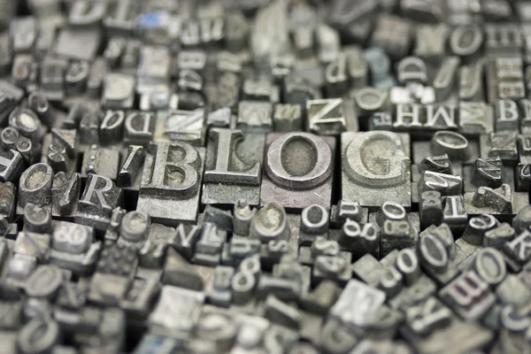 Close up of typeset letters with the word Blog — Stock Photo, Image