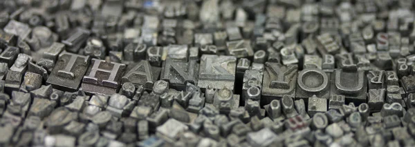 Close up of typeset letters with the words Thank You — Stock Photo, Image