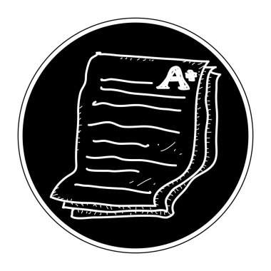 Bir artı gösterilen bir sınav kağıdı basit doodle