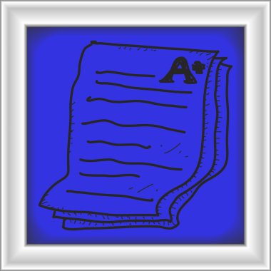 Bir artı gösterilen bir sınav kağıdı basit doodle