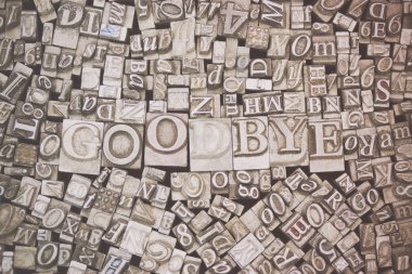 Hoşça kal Word'le typeset harflerin yakın çekim