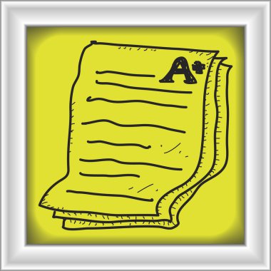 Bir artı gösterilen bir sınav kağıdı basit doodle