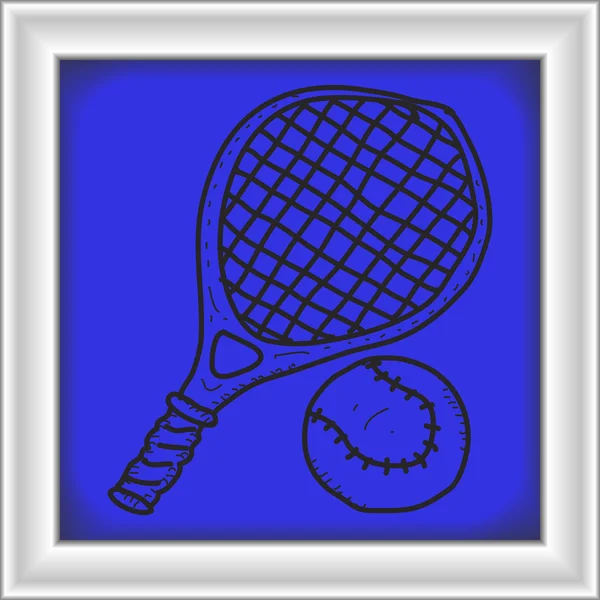 Simple garabato de una raqueta de tenis — Vector de stock