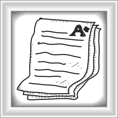 Bir artı gösterilen bir sınav kağıdı basit doodle