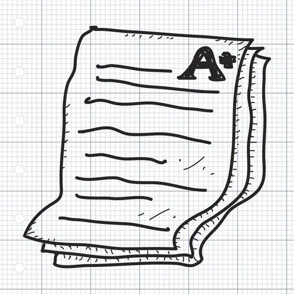 Bir artı gösterilen bir sınav kağıdı basit doodle — Stok Vektör