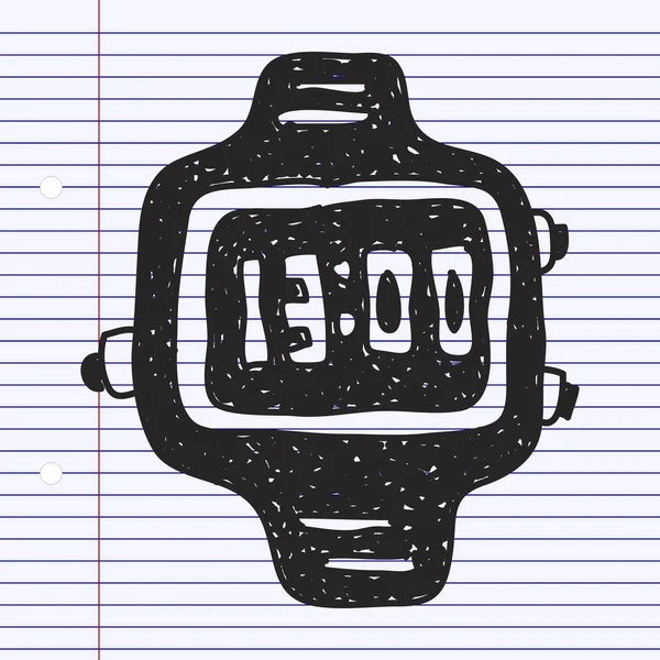 Simple gribouillage d'une montre numérique — Image vectorielle