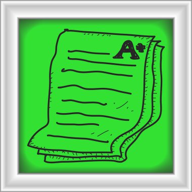 Bir artı gösterilen bir sınav kağıdı basit doodle