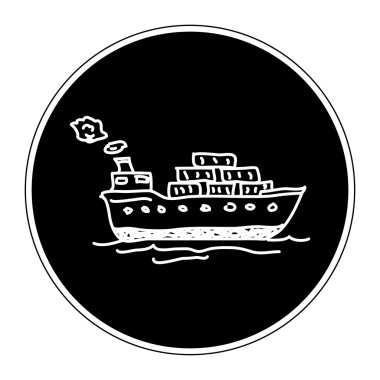 Bir kargo gemisi, basit doodle
