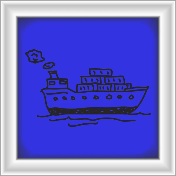 简便的一艘货船的涂鸦 — 图库矢量图片