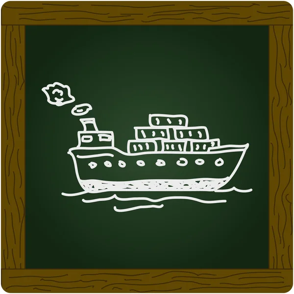 Einfaches Doodle eines Frachtschiffes — Stockvektor