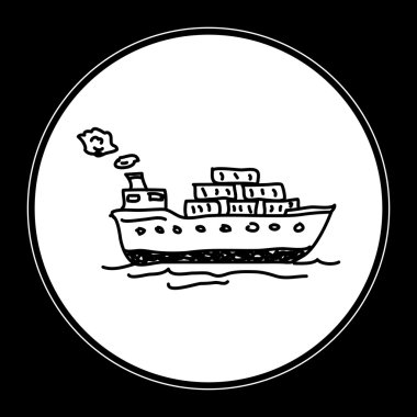 Bir kargo gemisi, basit doodle