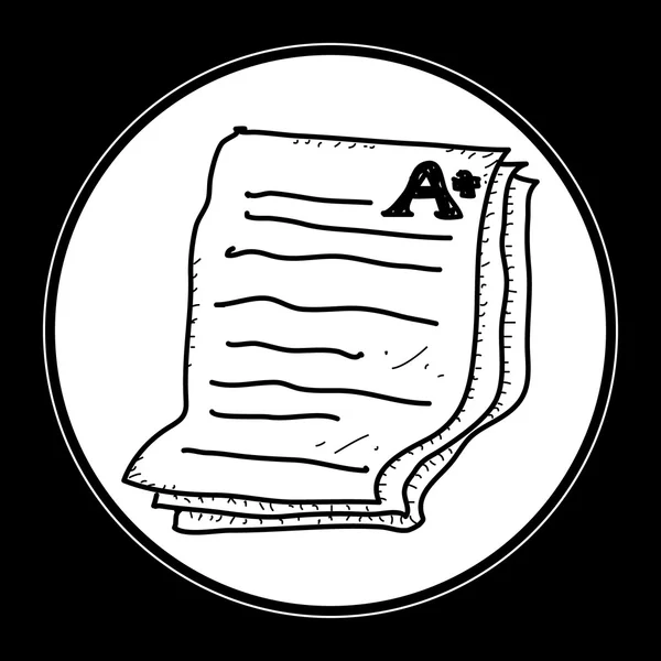 Απλή doodle του ένα χαρτί για εξετάσεις δείχνουν ένα συν — Διανυσματικό Αρχείο