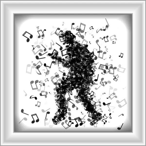 Man made of music notes dancing — Stock Vector