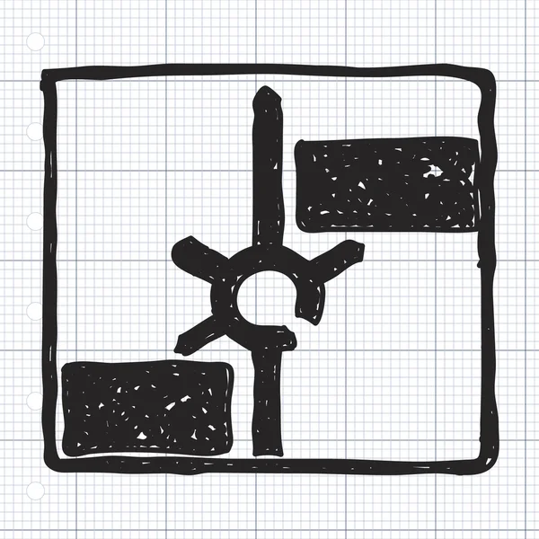 Garabato simple de una señal de tráfico que muestra la rotonda — Vector de stock