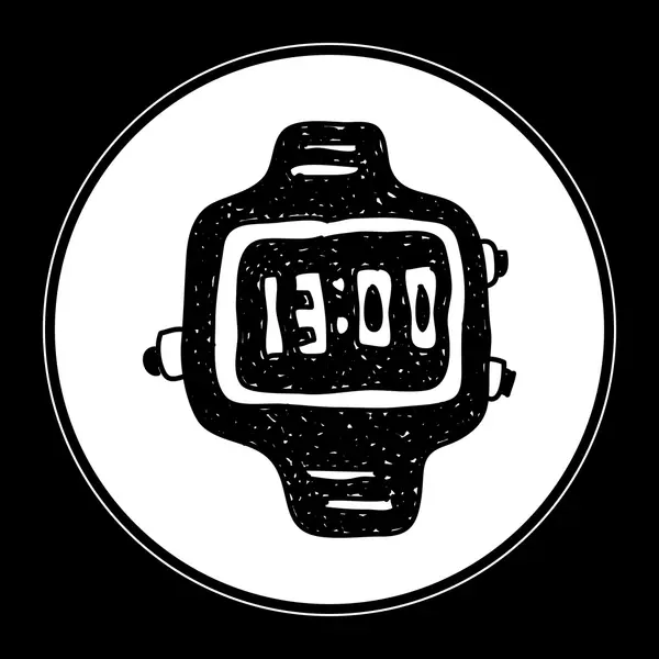 Garabato simple de un reloj digital — Vector de stock