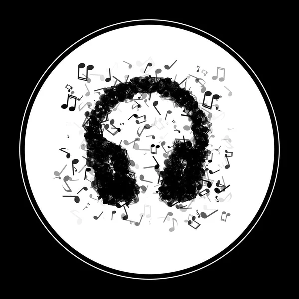 Auriculares hechos de diferentes notas musicales — Vector de stock