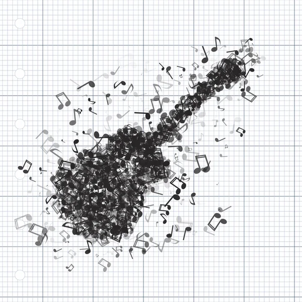 Guitarra hecha de diferentes notas musicales — Archivo Imágenes Vectoriales