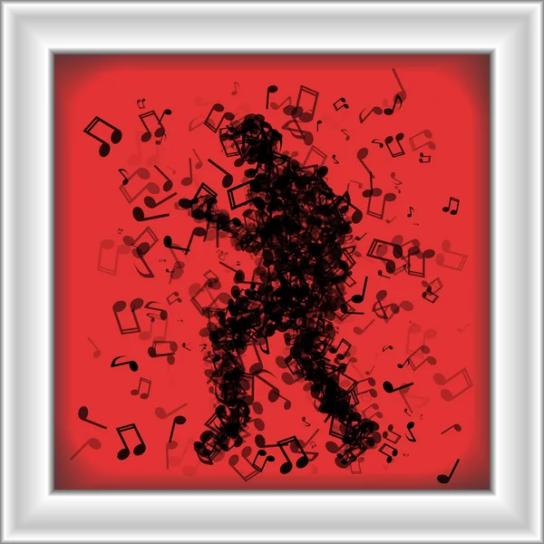 Чоловік з музичних нот танцює — стоковий вектор