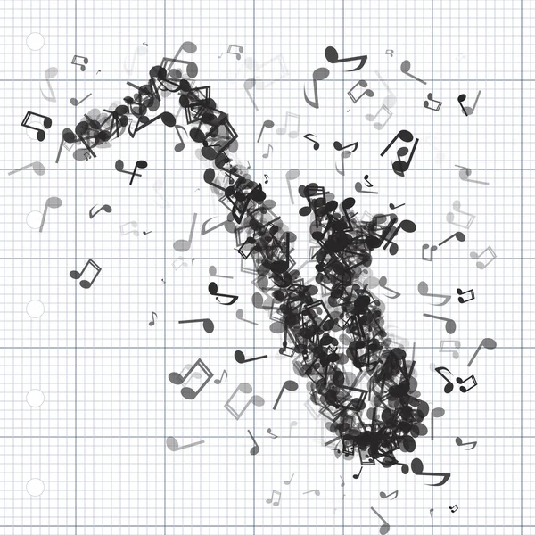 Saxaphone made from different music notes — Stock Vector