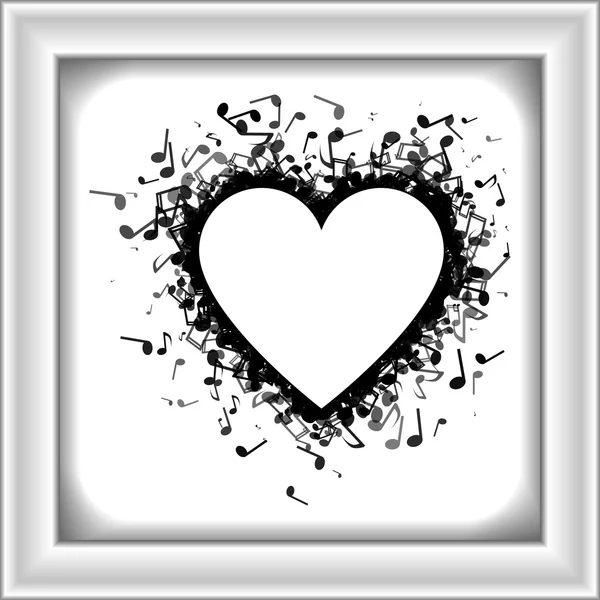 Corazón hecho de notas musicales — Vector de stock