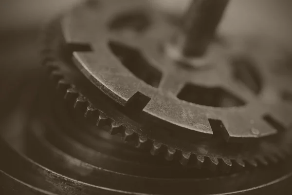 Close up of cogs inside a clock — Stock Photo, Image