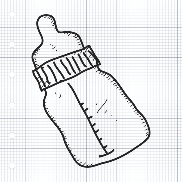 Bebeklerin süt şişesi basit doodle — Stok Vektör
