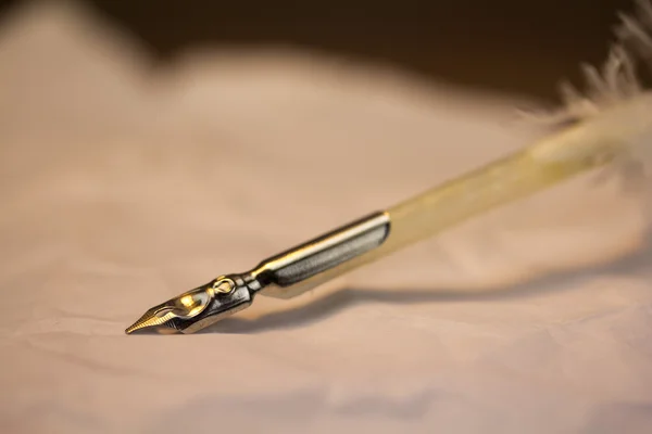 Feather quill pen with metal nib