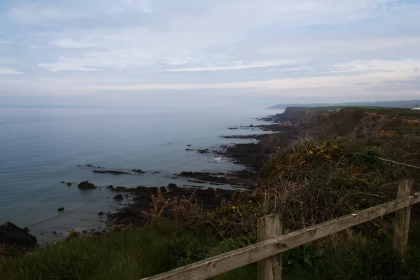 Вид з прибережних стежок між Widemouth затокою і Bude — стокове фото