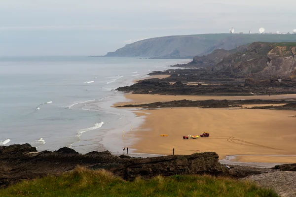 Uitzicht over Summerleaze strand bij Bude in Cornwall — Stockfoto