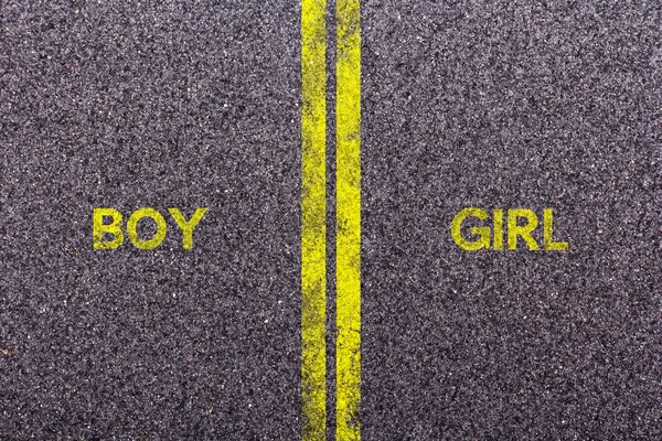 Tarmac with the words boy and girl — Stock Photo, Image