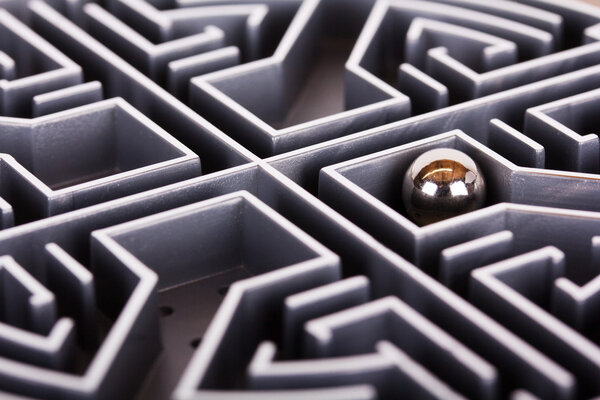 Close up of a grey labyrinth or maze 