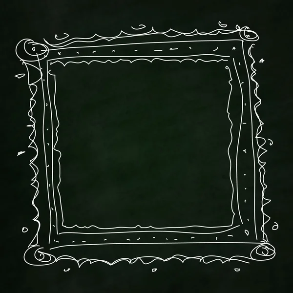 Doodle sketch of a picture frame on a blackboard background — Stock Vector