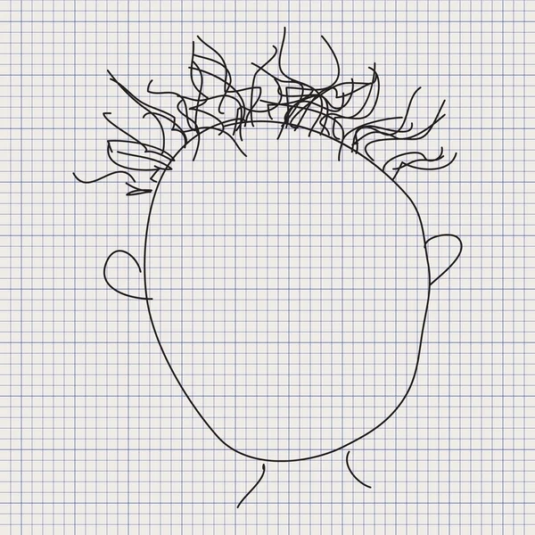 Esboço de doodle de um estilo de cabelo em fundo de papel de gráfico — Vetor de Stock