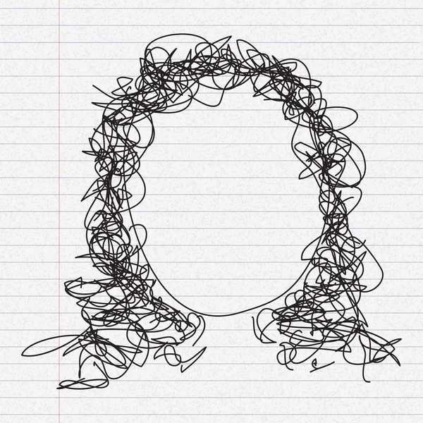Doodle croquis d'une coiffure sur fond de papier — Image vectorielle